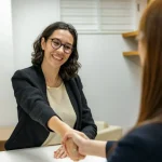 日本で転職活動中の外国人女性が面接を受けている様子